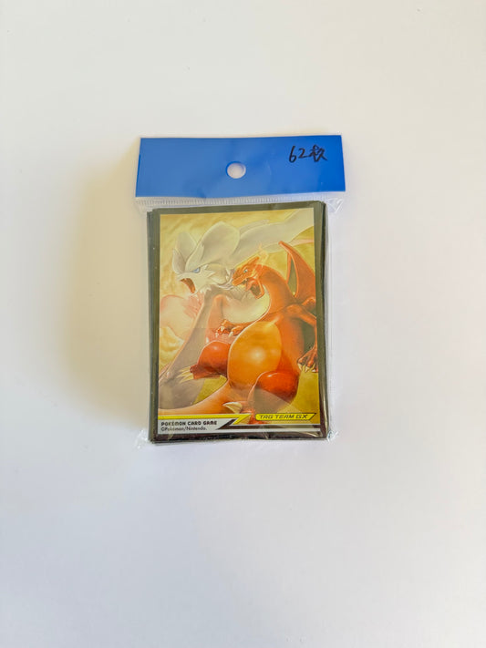 Pokémon Card Sleeves – Reshiram & Charizard “Tag Team GX” (Repackaged – 62 pcs)