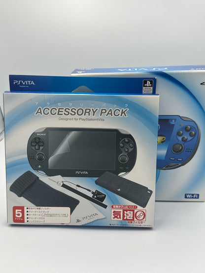 PS Vita Sapphire Blue PCH-1000 + Accessory Pack - CIB